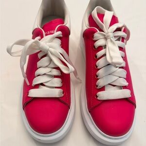 Alexander McQueen Fuchsia and White Sneakers